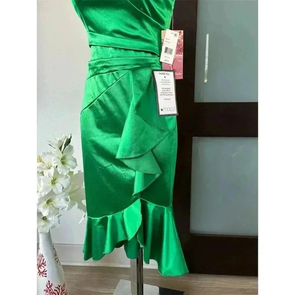 Emerald Sundae Juniors' XS Green Strappy Ruffled Short Dress - Picture 4 of 9